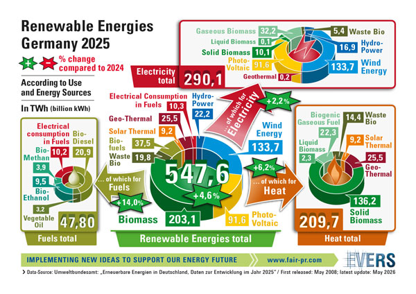 Renewable Energies in Germany 2025 - Comparison with 2024